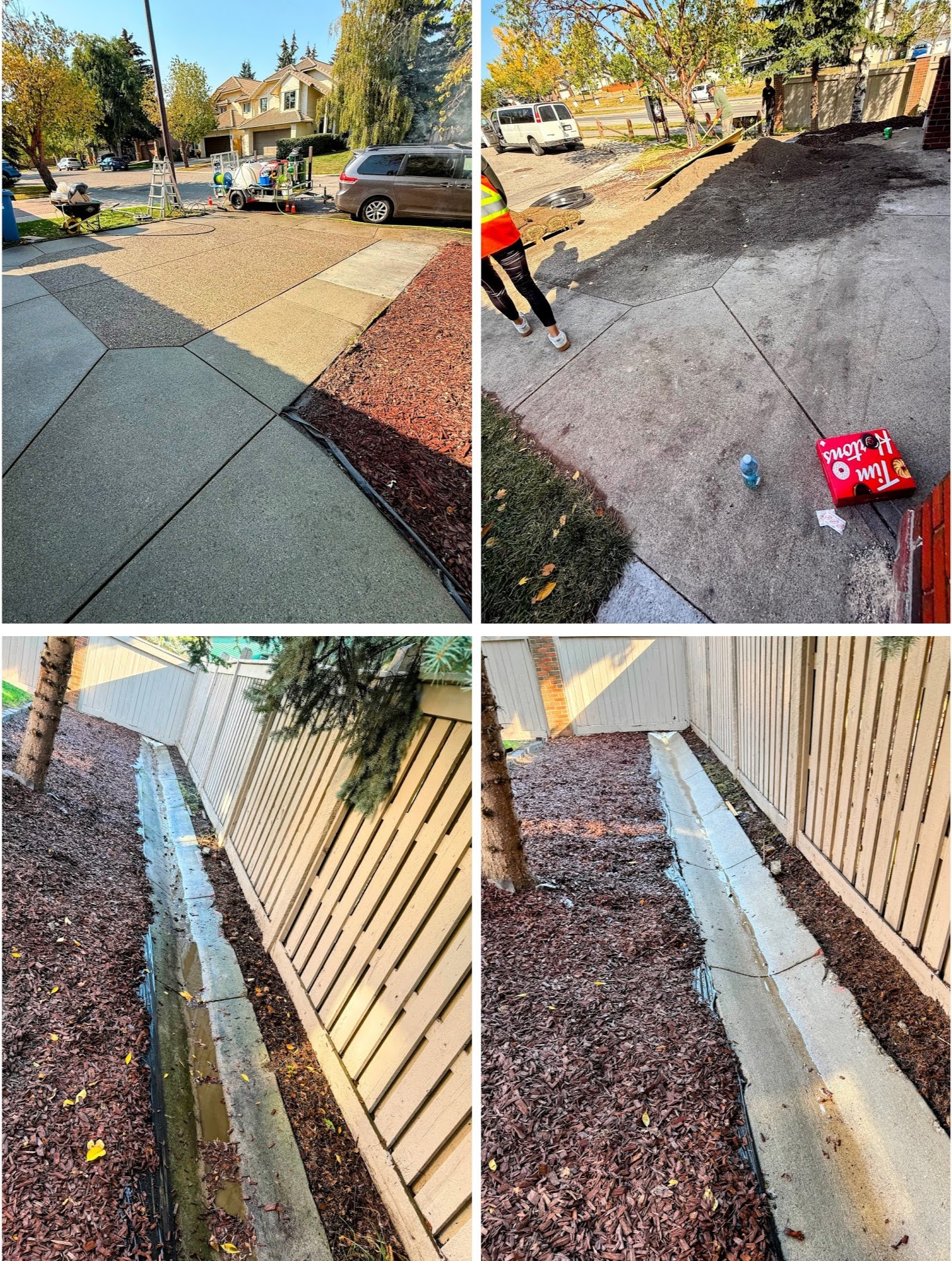 Calgary residential driveway and concrete cleaning before and after by GEOKAT Clean Pro